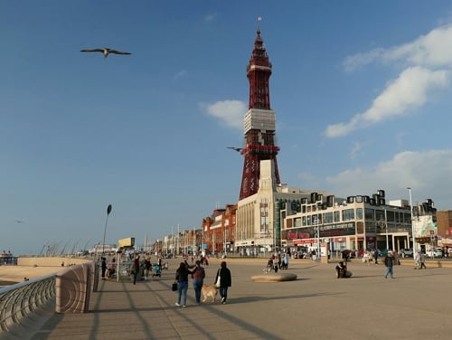 Blackpool tower on a busy sunny day