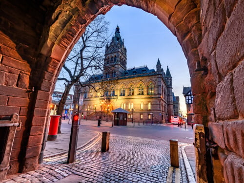 Archway at Chester at night time