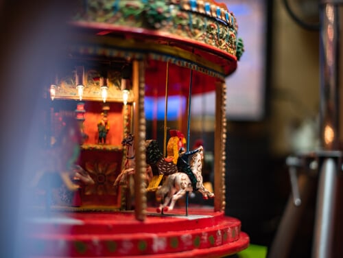 Close up of a toy carousel