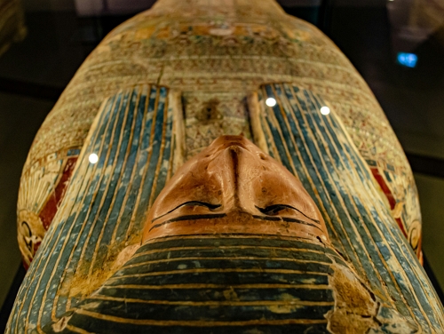 Close-up of an Egyptian mummy tomb