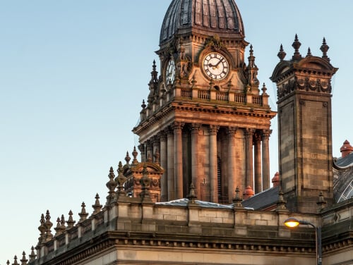 Building in Leeds with a clockface on it