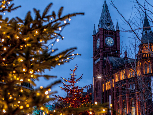 Liverpool city centre at Christmas time