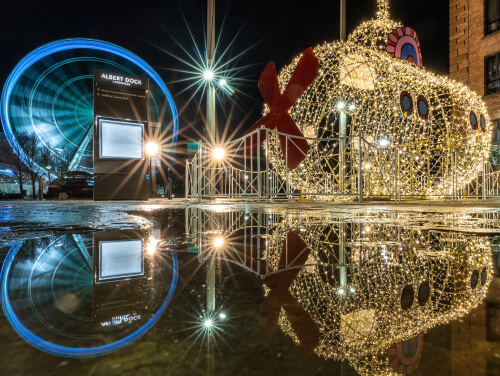 Christmas decorations at Liverpool's Albert Dock