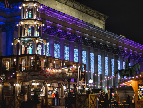 Liverpool Christmas market at night