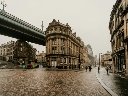A Newcastle street on a cloudy day