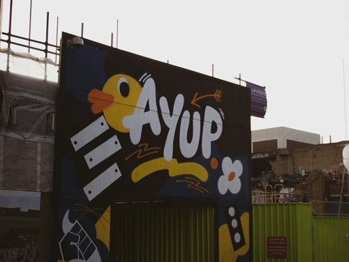 A sign saying Ayup in Nottingham