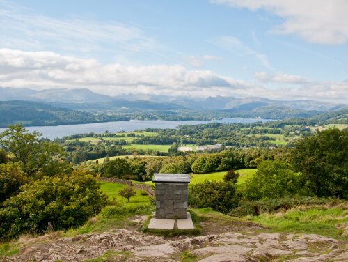 View at the top of Orrest Head with stone structure