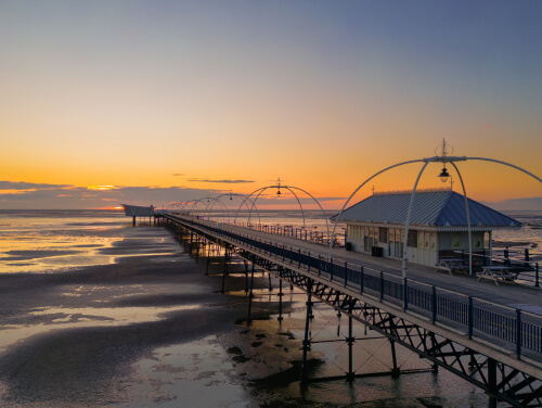 The pier in Southport at sunset