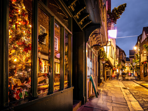 Shambles in York at night