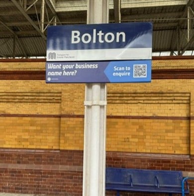 home of boards at Bolton station