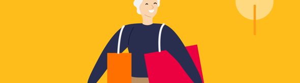 Illustration of person with shopping bags