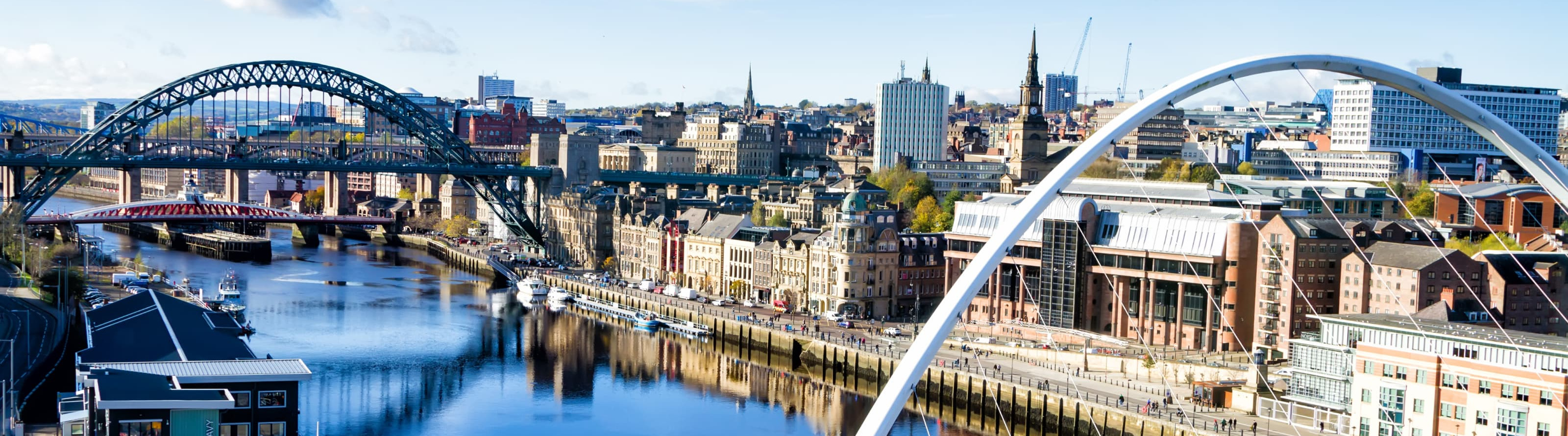 Tyne river in the centre of Newcastle on a sunny day