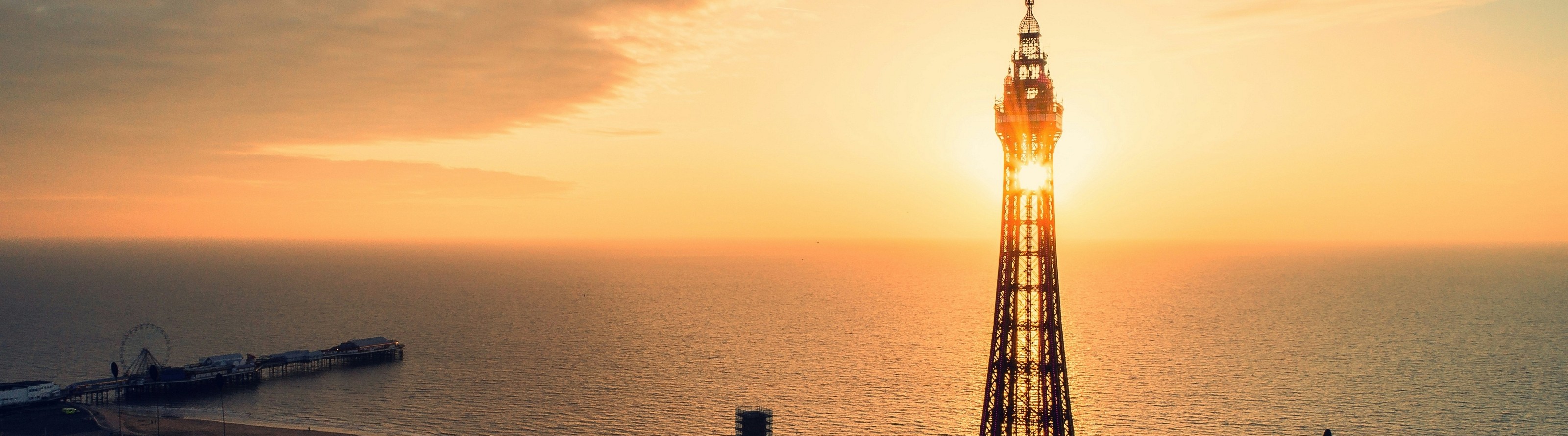 The top of Blackpool tower in the sun