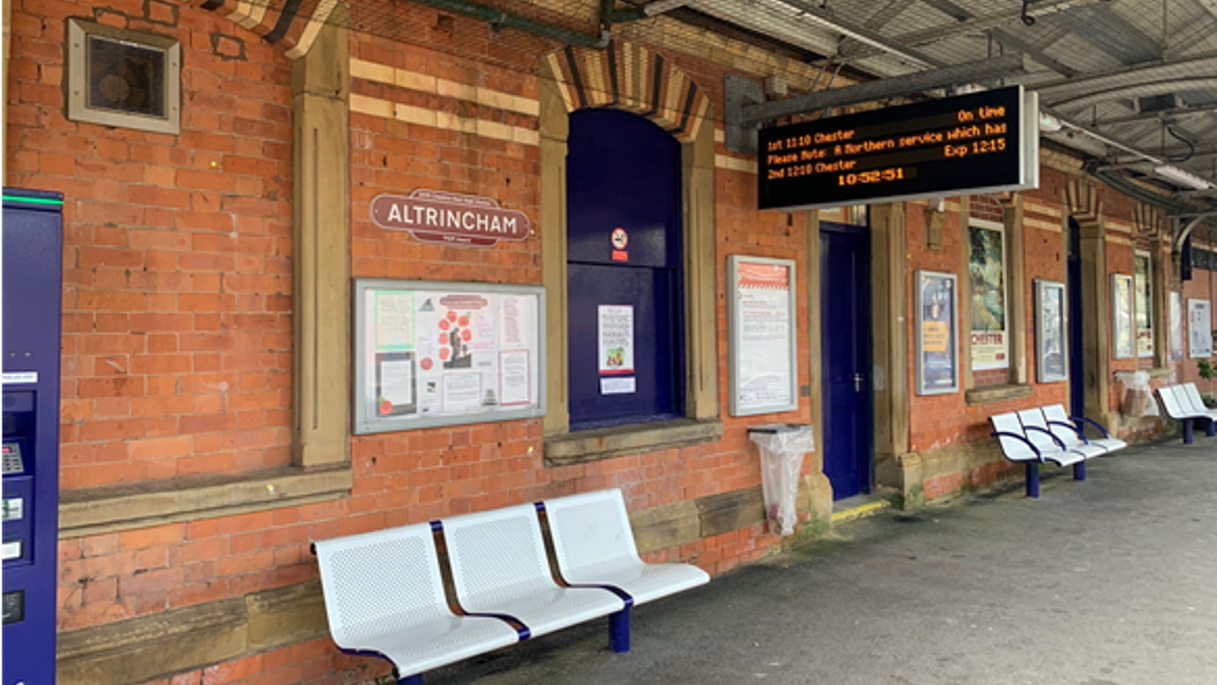 Altrincham station, which is set to have a community hub in Spring 2023