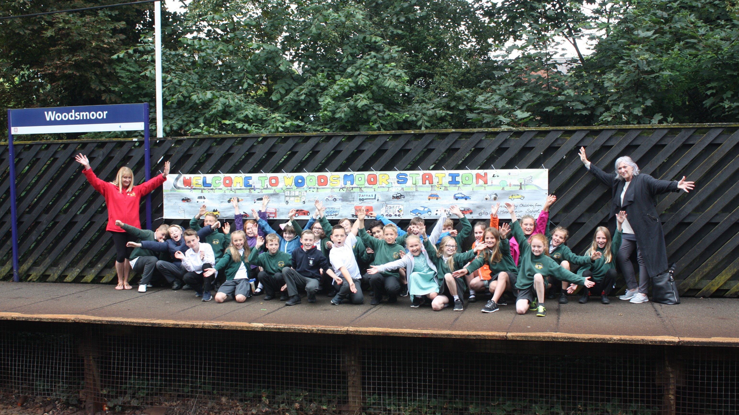 Great Moor Junior School banner at Woodsmoor