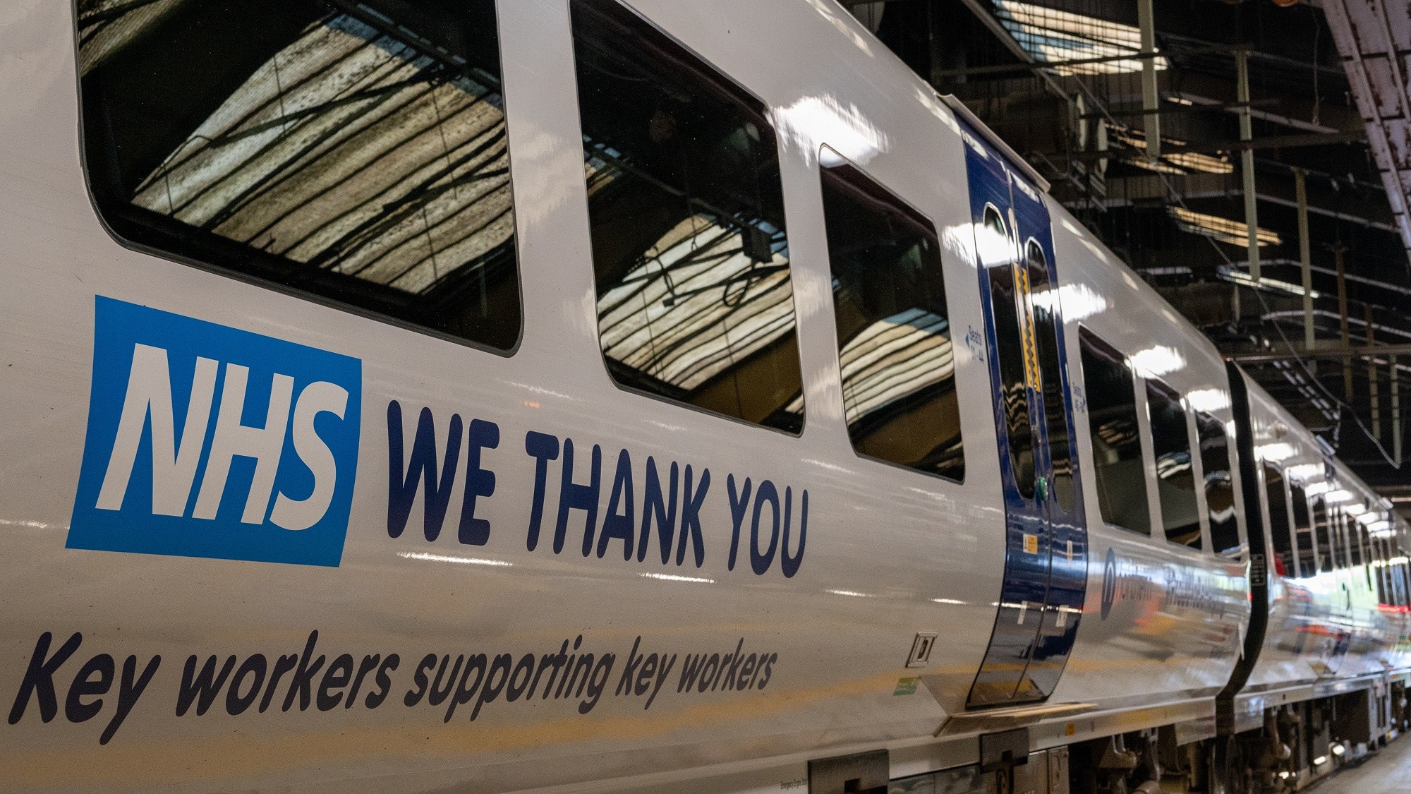 Image shows Northern train with NHS thank you message