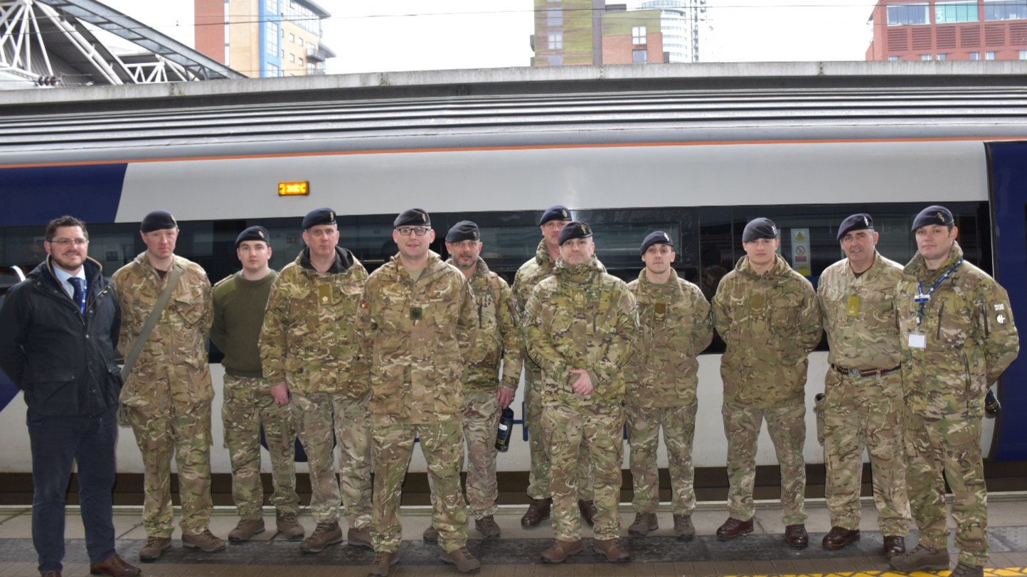 Military personnel at Leeds station