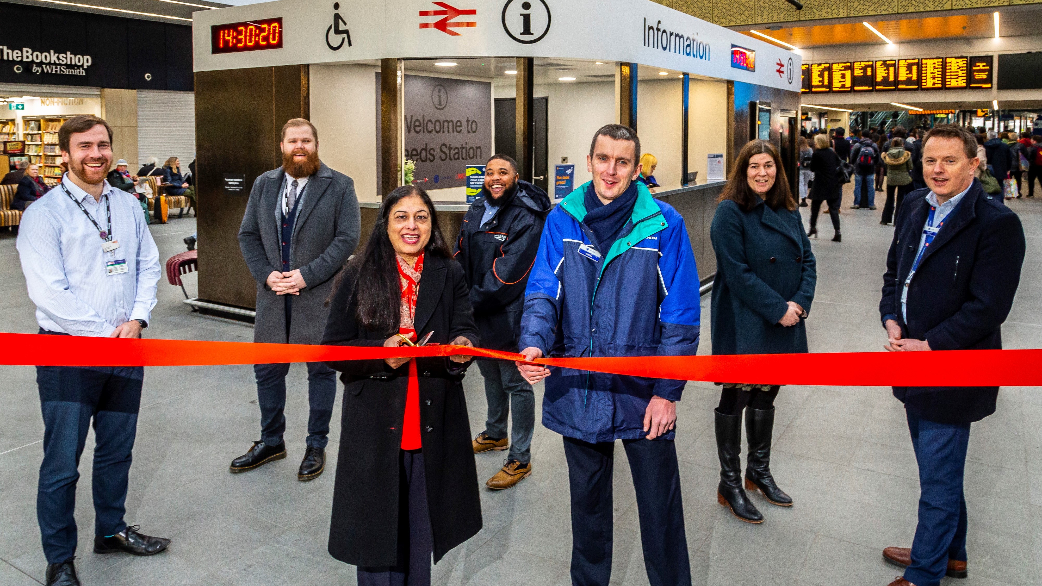 Staff open the new Customer Information Point at Leeds station