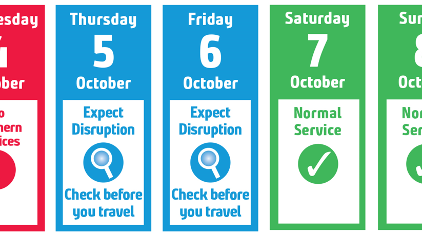 This image  shows Northern's travel advice calendar 4-8 October