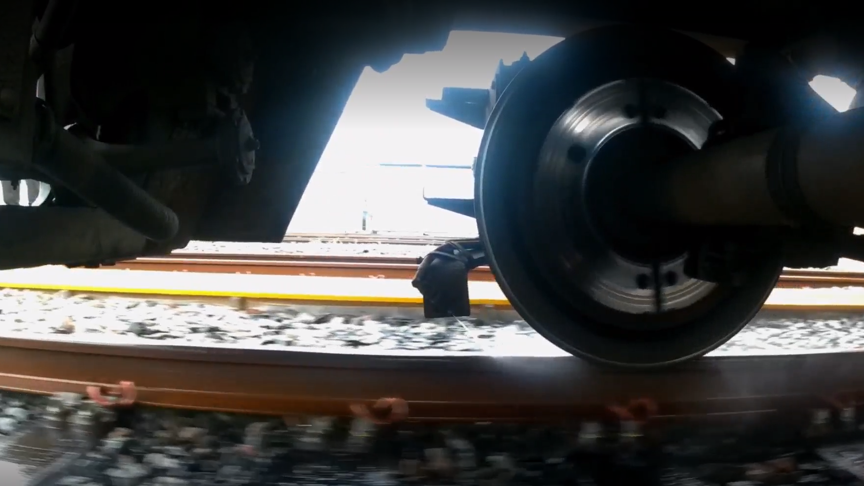 This image shows Water-Trak technology on the underside of a Northern train